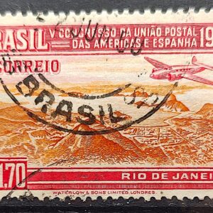 C 217 Selo Congresso UPAEP Congresso da Uniao Postal das Americas e Espanha Aviao 1946 2 Circulado