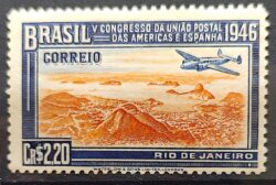 C 219 Selo Congresso UPAEP Congresso da Uniao Postal das Americas e Espanha Aviao 1946 1
