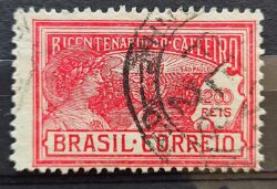 C 22 Selo Centenario do Plantio de Cafe Economia Bebida 1928 4 Circulado