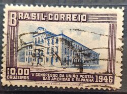 C 221 Selo Congresso UPAEP Congresso da Uniao Postal das Americas e Espanha Predio do Correio 1946 1 Circulado