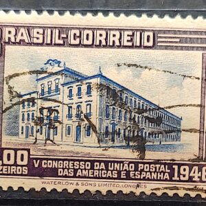 C 221 Selo Congresso UPAEP Congresso da Uniao Postal das Americas e Espanha Predio do Correio 1946 1 Circulado