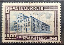 C 221 Selo Congresso UPAEP Congresso da Uniao Postal das Americas e Espanha Predio do Correio 1946 2 Circulado