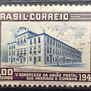 C 221 Selo Congresso UPAEP Congresso da Uniao Postal das Americas e Espanha Predio do Correio 1946 2 Circulado