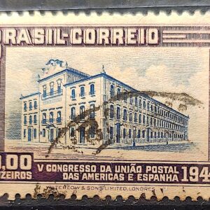 C 221 Selo Congresso UPAEP Congresso da Uniao Postal das Americas e Espanha Predio do Correio 1946 3 Circulado