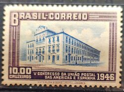 C 221 Selo Congresso UPAEP Congresso da Uniao Postal das Americas e Espanha Predio do Correio 1946 4