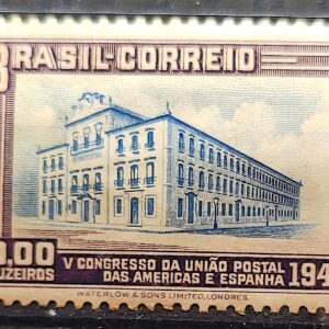 C 221 Selo Congresso UPAEP Congresso da Uniao Postal das Americas e Espanha Predio do Correio 1946 4