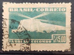 C 222 Selo Pro Construcao Farol de Colombo 1946 2 Circulado
