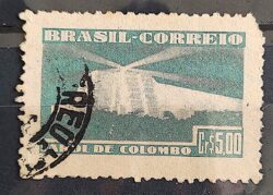 C 222 Selo Pro Construcao Farol de Colombo 1946 Circulado 3
