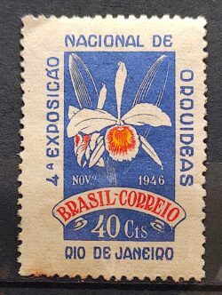 C 224 Selo Exposicao Nacional de Orquideas Flora 1946