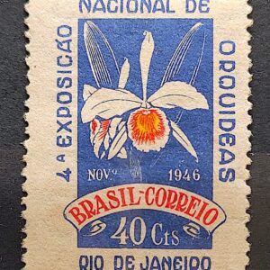 C 224 Selo Exposicao Nacional de Orquideas Flora 1946
