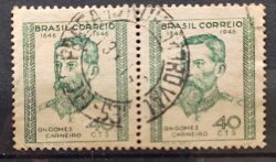C 225 Selo General Gomes Carneiro Militar 1946 3 Circulado Dupla