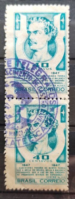 C 227 Selo Poeta Castro Alves Literatura 1947 2 Circulado