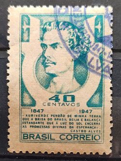 C 227 Selo Poeta Castro Alves Literatura 1947 3 Circulado
