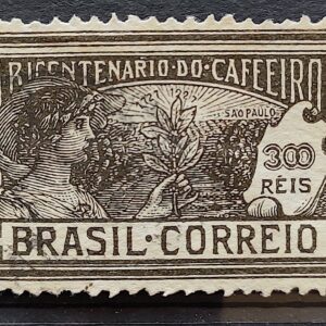 C 23 Selo Centenario do Plantio de Cafe Economia Bebida 1928 1 Circulado