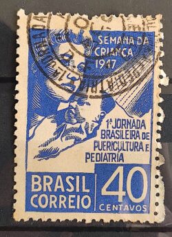 C 234 Selo Semana da Crianca Pediatria Saude 1947 Circulado 4