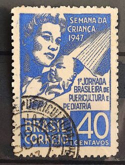 C 234 Selo Semana da Crianca Pediatria Saude 1947 Circulado 5
