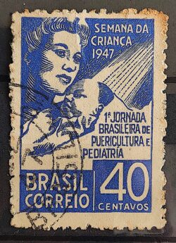 C 234 Selo Semana da Crianca Pediatria Saude 1947 Circulado 6