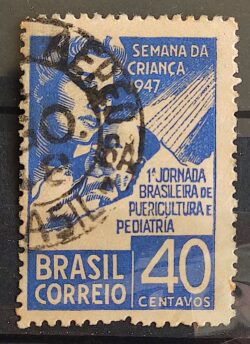 C 234 Selo Semana da Crianca Pediatria Saude 1947 Circulado 7