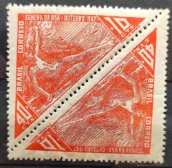 C 235 Selo Semana da Asa Icaro Aviacao Aviao 1947 2 Dupla