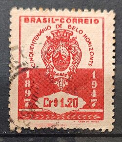 C 236 Selo 50 Anos de Belo Horizonte Brasao 1947 2 Circulado