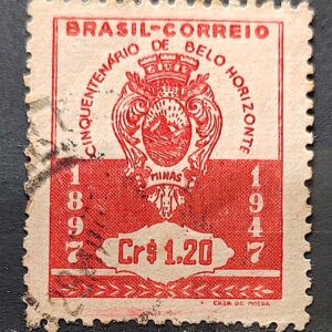 C 236 Selo 50 Anos de Belo Horizonte Brasao 1947 2 Circulado