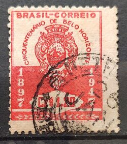 C 236 Selo 50 Anos de Belo Horizonte Brasao 1947 4 Circulado