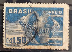 C 248 Selo Uniao Postal Universal UPU Mapa Servico Postal 1949 Circulado 1