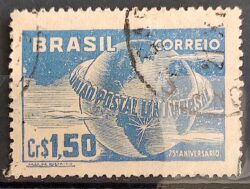 C 248 Selo Uniao Postal Universal UPU Mapa Servico Postal 1949 Circulado 13
