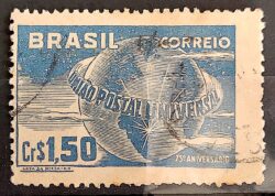 C 248 Selo Uniao Postal Universal UPU Mapa Servico Postal 1949 Circulado 14