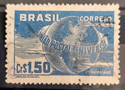 C 248 Selo Uniao Postal Universal UPU Mapa Servico Postal 1949 Circulado 16