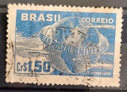 C 248 Selo Uniao Postal Universal UPU Mapa Servico Postal 1949 Circulado 17