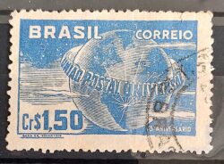 C 248 Selo Uniao Postal Universal UPU Mapa Servico Postal 1949 Circulado 18