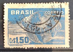 C 248 Selo Uniao Postal Universal UPU Mapa Servico Postal 1949 Circulado 21