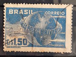C 248 Selo Uniao Postal Universal UPU Mapa Servico Postal 1949 Circulado 5