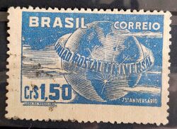 C 248 Selo Uniao Postal Universal UPU Mapa Servico Postal 1949 Circulado 8