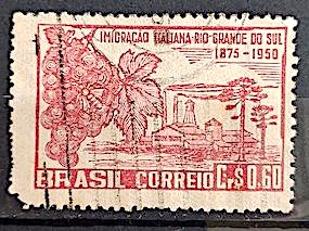 C 251 Selo Imigracao Italiana no Rio Grande do Sul Italia Etnia 1950 Circulado 2