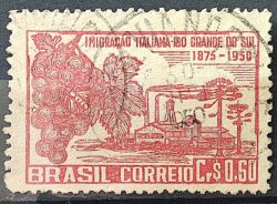 C 251 Selo Imigracao Italiana no Rio Grande do Sul Italia Etnia 1950 Circulado 4