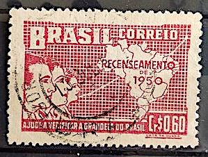 C 254 Selo Recenseamento Geral do Brasil Geografia Mapa 1950 Circulado 18