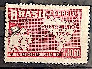 C 254 Selo Recenseamento Geral do Brasil Geografia Mapa 1950 Circulado 19