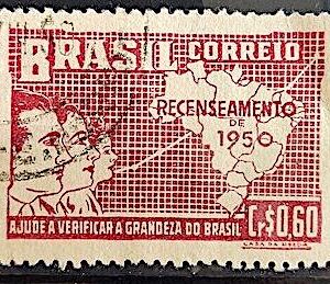 C 254 Selo Recenseamento Geral do Brasil Geografia Mapa 1950 Circulado 20