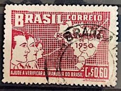 C 254 Selo Recenseamento Geral do Brasil Geografia Mapa 1950 Circulado 3