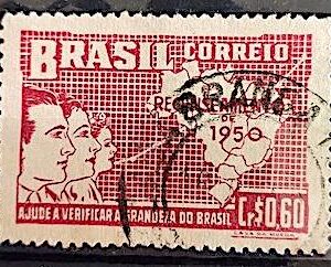 C 254 Selo Recenseamento Geral do Brasil Geografia Mapa 1950 Circulado 3