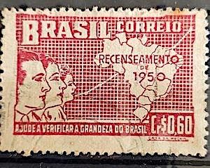 C 254 Selo Recenseamento Geral do Brasil Geografia Mapa 1950 Circulado 7