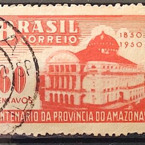 C 257 Selo Centenario Provincia do Amazonas Teatro Arquitetura 1950 Circulado 3