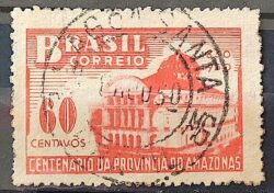 C 257 Selo Centenario Provincia do Amazonas Teatro Arquitetura 1950 Circulado 4