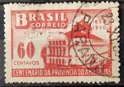 C 257 Selo Centenario Provincia do Amazonas Teatro Arquitetura 1950 Circulado 5