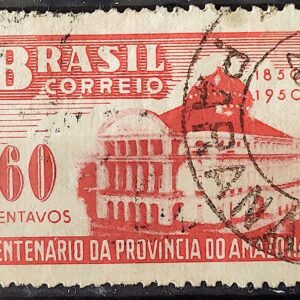C 257 Selo Centenario Provincia do Amazonas Teatro Arquitetura 1950 Circulado 5