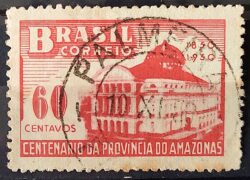 C 257 Selo Centenario Provincia do Amazonas Teatro Arquitetura 1950 Circulado 6