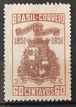 C 261 Selo Centenario de Joinvile Santa Catarina Brasao 1951 3