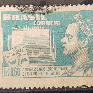 C 265 Selo Congresso Brasileiro de Teatro Joao Caetano dos Santos 1951 Circulado 3
